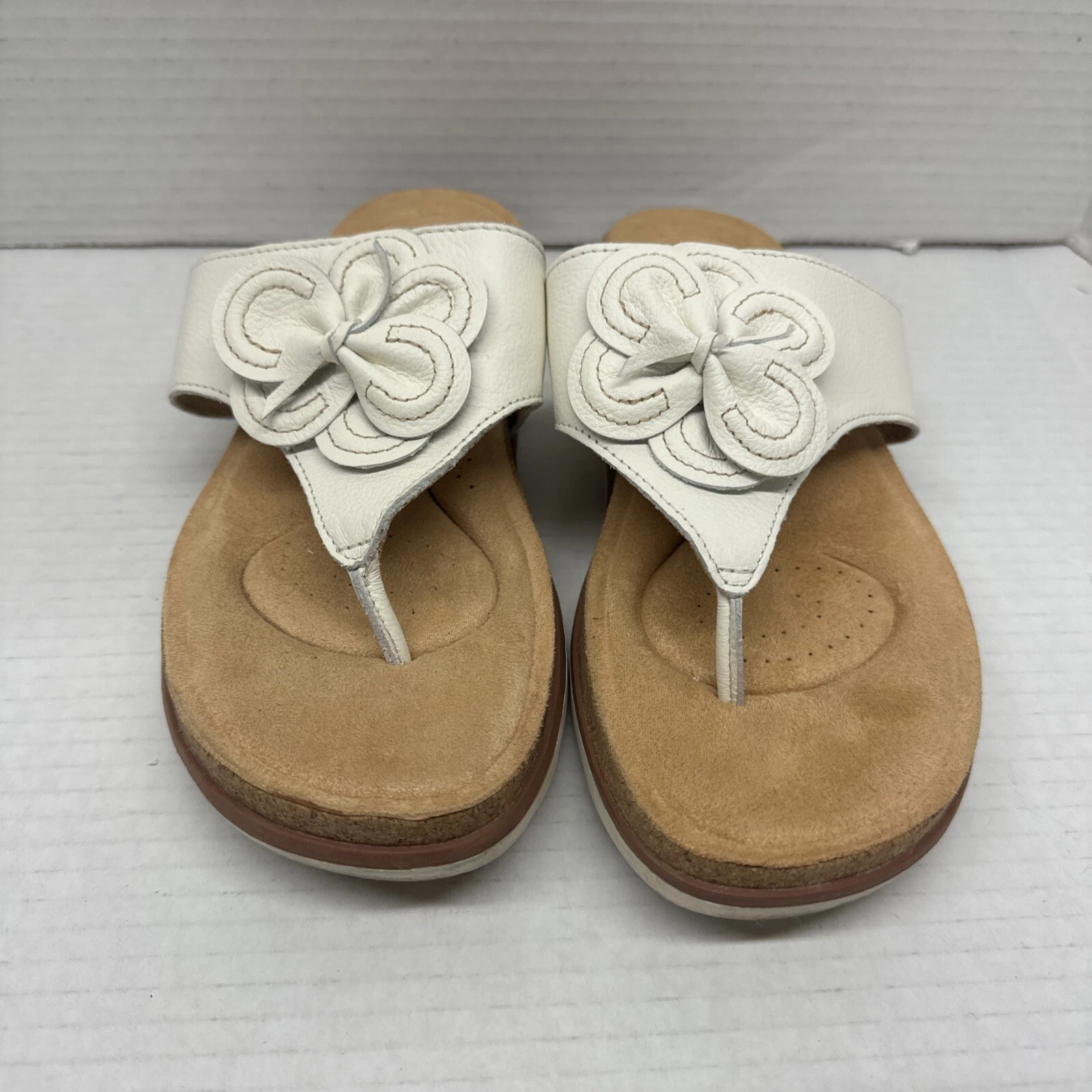 Sandali infradito donna Clarks taglia 8 stile Brynn pelle bianca