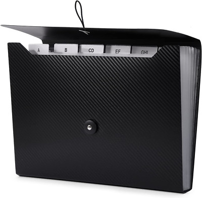 Black 7-Pocket Expanding File Folder, 33X24X3.5Cm, A4, Letter, Polypropylene, Pa