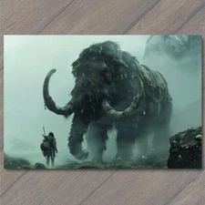 4x6"  Woolly Mammoth Elephant Snowy Weird Vibe Strange Unusual Creepy Human