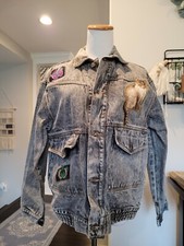 Ruff Stuff Vintage 90's Denim Jean Jacket Patches •size Kids Xl Or Women's Small