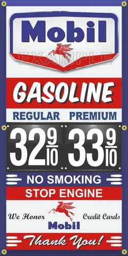 MOBIL GAS STATION PRICE PER GALLON VINTAGE OLD SIGN REMAKE BANNER SIGN ART