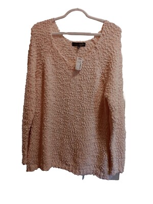 NWT Absolutely Famous Popcorn Knit Sweater Woman Size XL Pink Coastal Boho Chic