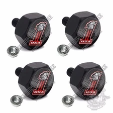 4 Black Billet Hex Lic Fastener License Plate Frame Tag Bolts USA # 1 BALD EAGLE