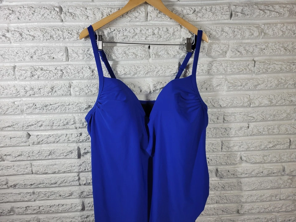 Traje de baño Lane Bryant para mujer 24 Plus con falda azul ajustable correa de espagueti sujetador Foto 3 de 4