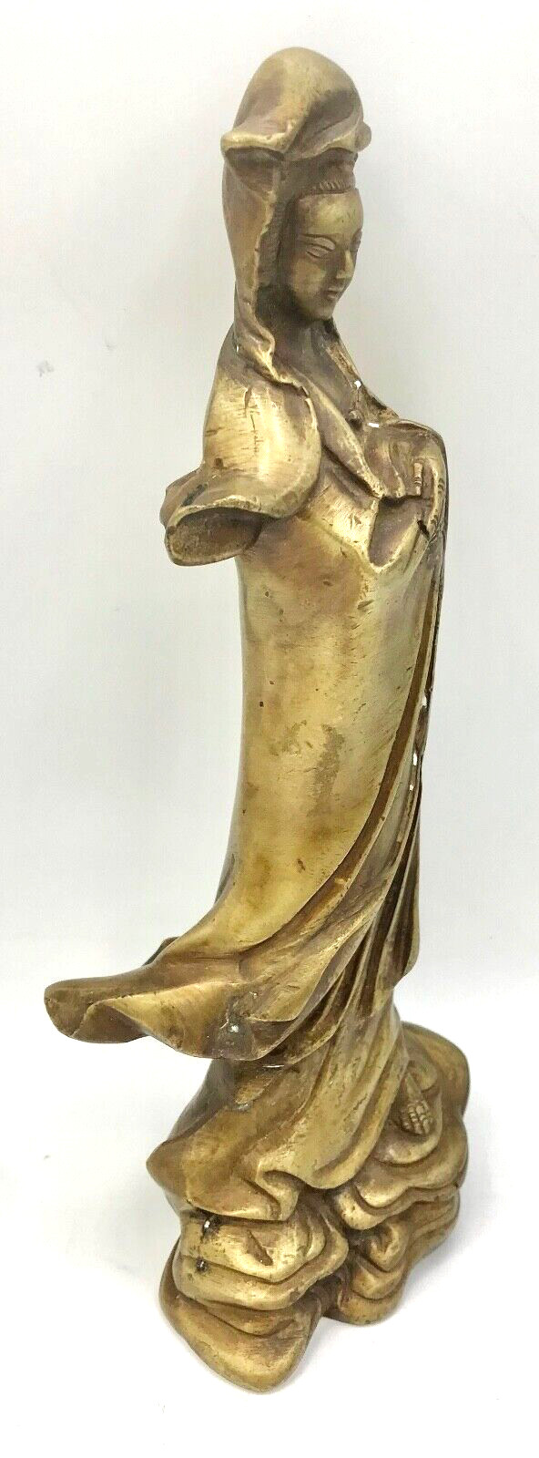 9” Bronze Standing Kwanyin Guan Yin Kuan Yin Goddess Statue w/ Flowing