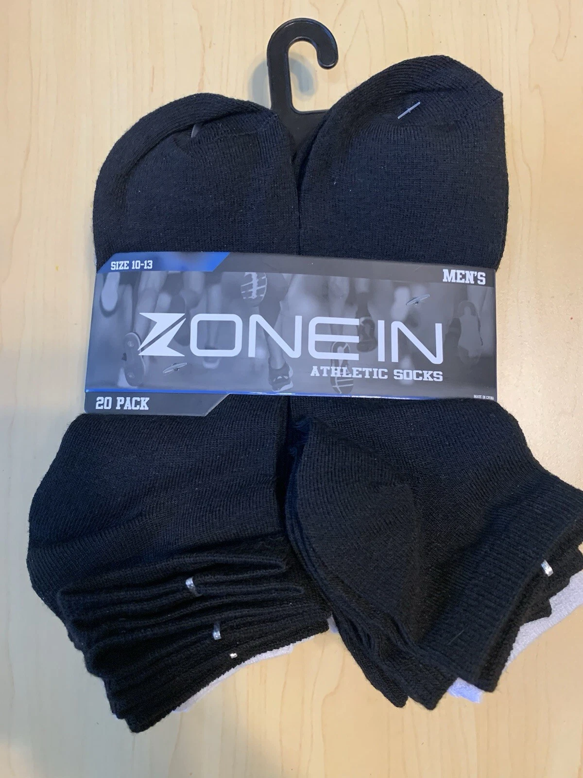 20 Men's Low-Cut Socks Athletic Performance 20 Pair Black/White/Grey by Zone In