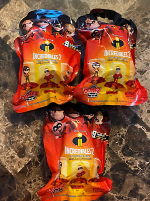 3x THE INCREDIBLES 2 DOMEZ DISNEY PIXAR 2'' COLLECTIBLE BLIND MINI FIGURE BAG NEW