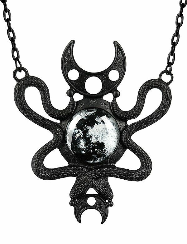 Restyle Crescent Lune Embrassé Serpents Punk Gothique de Sorcière Occulte Noir