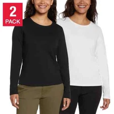 Banana Republic Women's 2 Pack Long Sleeve Classic Crew Neck T Shirt