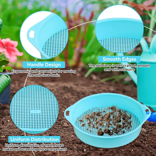 Round Garden Soil Sieve Pan, Gardening Sand Soil Compost Sifter 3Mm Tetragonum H - Picture 4 of 9