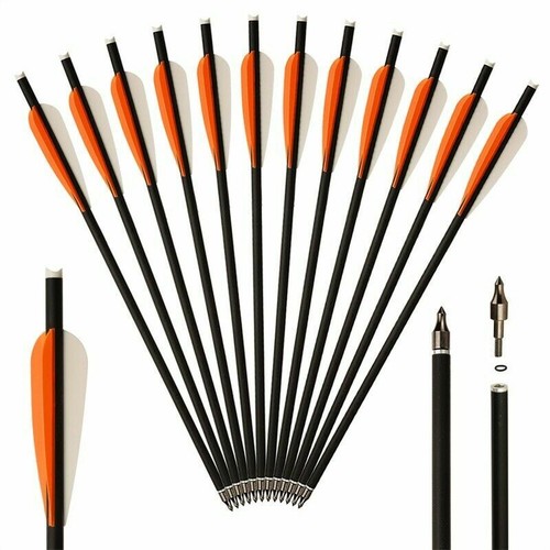 6/12PCS 16"/20" Carbon Bolts Arrows OD 8.8mm for Archery Hunting Shoot Practice - Picture 5 of 38