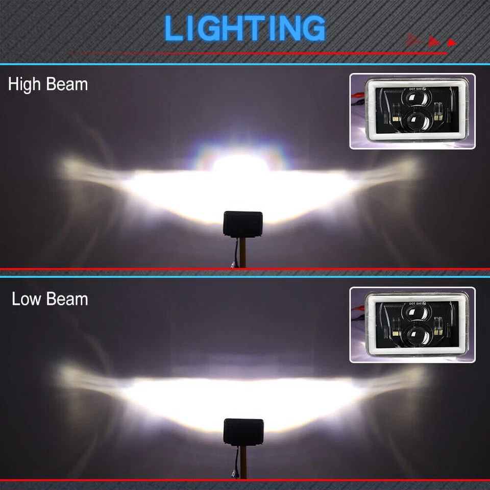 Faros LED de haz alto bajo con DRL aptos para camionetas GMC G2500 G3500 4 pulgadas Foto 3 de 4