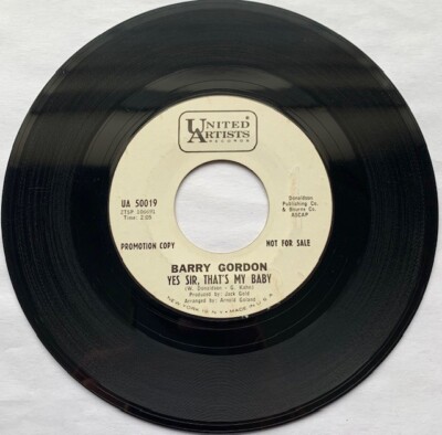 BARRY GORDON UA 50019-YES SIR THATS MY BABY-TRUE LOVE CAN NEVER DIE-7'' PROMO EX