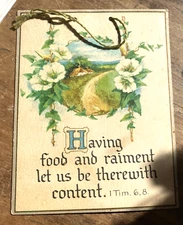 Having Food And Raiment Let Us Be Therewith Content, Vintage Postcard Religious