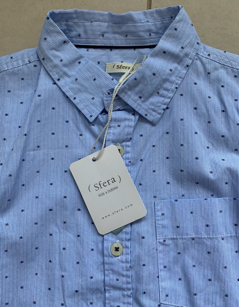 Sfera Long-Sleeved Shirt with Pointed Collar Boys Size 9-10 Clothing