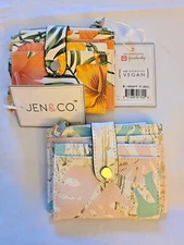 JEN & CO Mini Snap Wallet Card Holder Coin Purse Vegan Leather Wallet 4.5"x3.5"