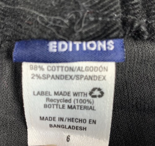 Basic Editions Corduroy Style Pants Ladies Size 6 Black 5 Pocket Design NWT - Picture 9 of 10