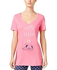 Jenni by Jennifer Moore Women's Sleeping Dog Graphic Pajama T-Shirt,Pink,XS