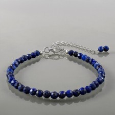 Bracciali da donna fatti a mano Nature Lapislazzuli sfaccettati rotondi con p...