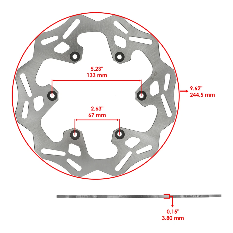 Rear Brake Disc Rotor W / Brake Pad Fits Yamaha YZ125 YZ250 YZ450F 2003 - 2025 - Image 2 of 4