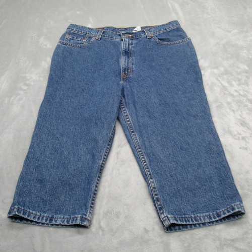Levis Denim Jorts Juniors 13 Blue Cropped Black Label Cotton VTG Made in USA - Picture 2 of 18