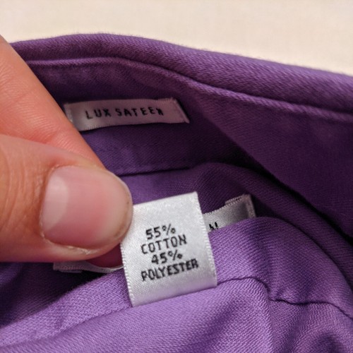 Van Heusen Purple Dress Shirt Mens 15 32/33 Lux Sateen Regular Fit - Picture 8 of 9