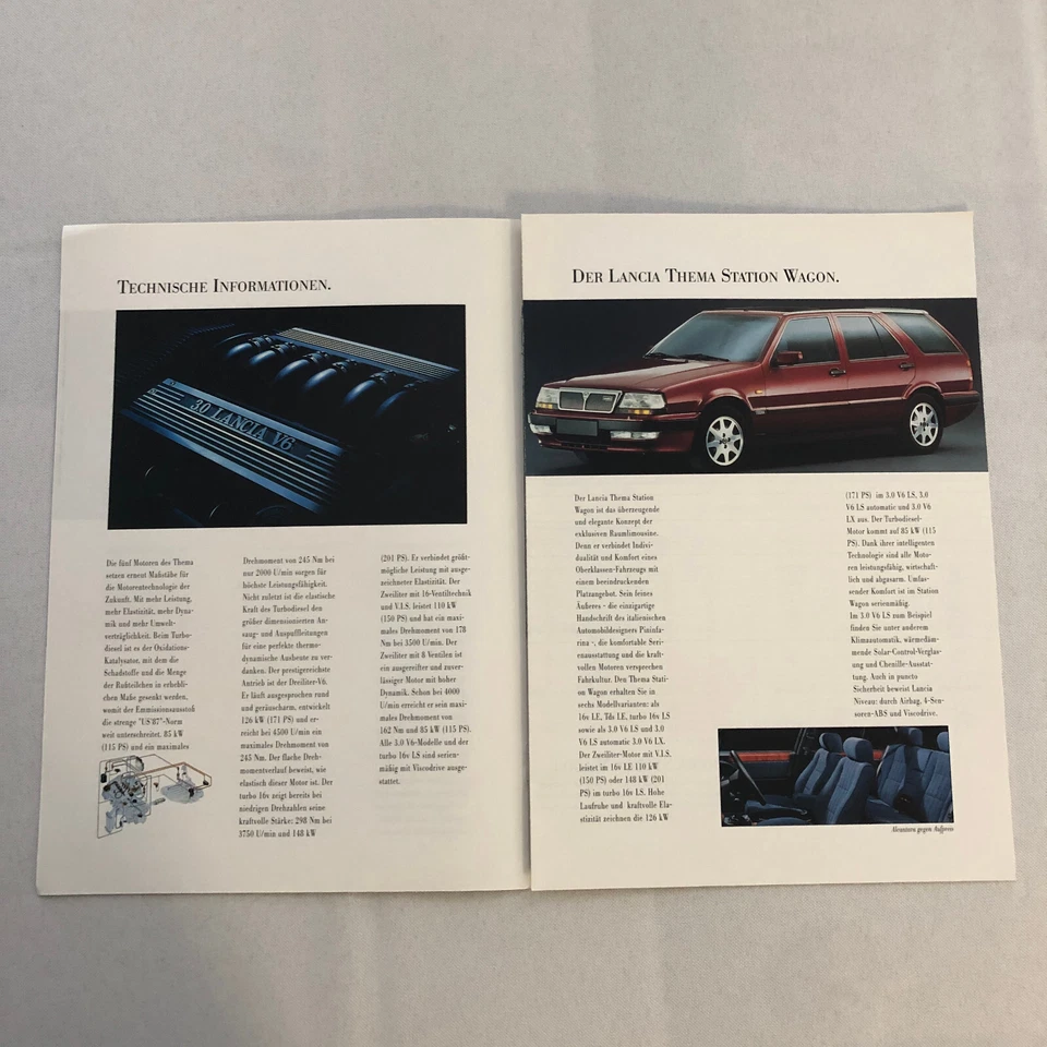 Folleto de venta de automóviles Lancia Theme catálogo texto alemán Foto 3 de 4