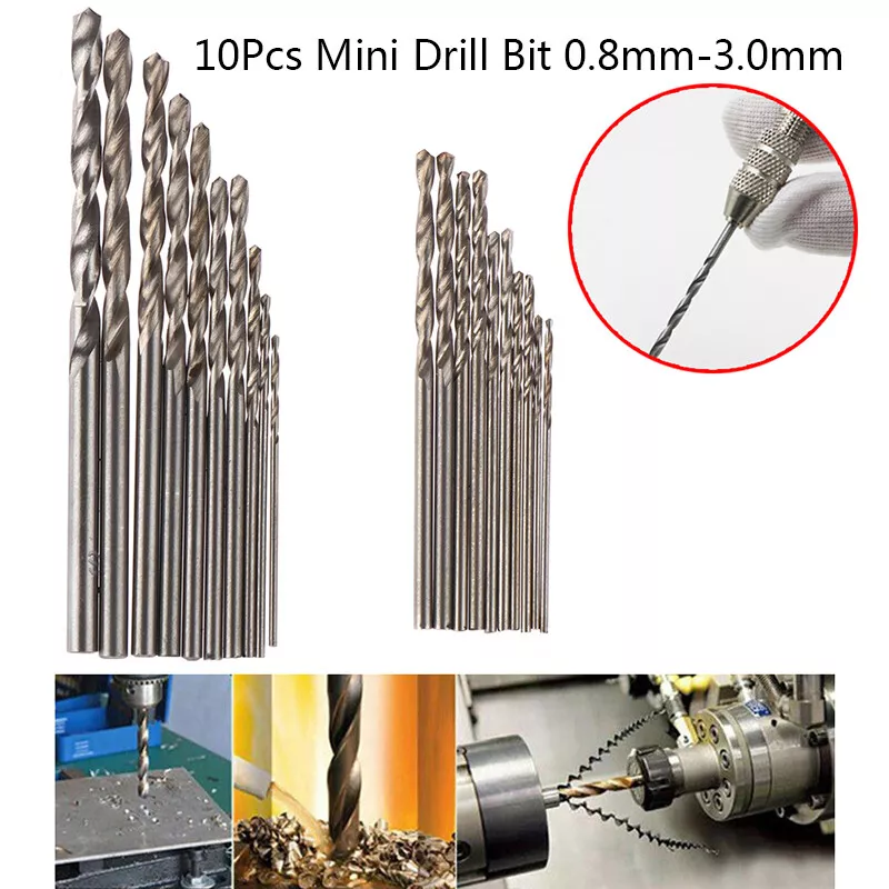 10Pcs Box Mini Drill HSS Bit 0.8mm 3.0mm Straight Shank PCB Twist Drill Bits YN