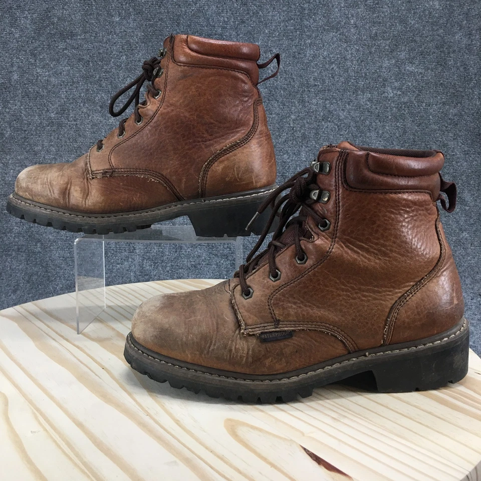 DieHard 防水靴男式 12 D 蒙大拿棕色皮革系带圆头 — 第 2/4 张图片