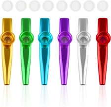 6Pcs Metal Kazoos with 8 Spare Diaphragms Musical Instruments for Kids & Adults