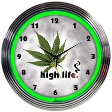 Neon Clock - High Life 420 15"  8HIGHL * ​See 500+ Neons in our eBay Store!