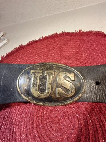 US American Civil War Union Infantry Original Waist Belt And Scabbard/ Buckle