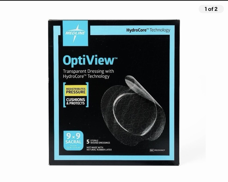 MEDLINE OptiView CLEAR Dressing w/HydroCore 9”x9” Sacral  25  QTY- New MSCOV99EP