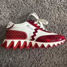Christian Louboutin Loubishark White Red Logo Studded Patent Women's Sneakers