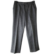Investments Petites Women's Gray Tweed Straight Leg Pants Sz 12P Relaxed Office