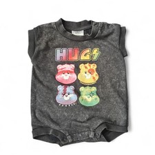 Carebears Baby Bodysuit Set SZ 3-6 Month Bucket Hat W/ Romper Gray Snap