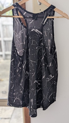 BNWT Bonds Sport Relaxed Tank Singlet Top Black White Marble Print - Size L - Picture 3 of 4
