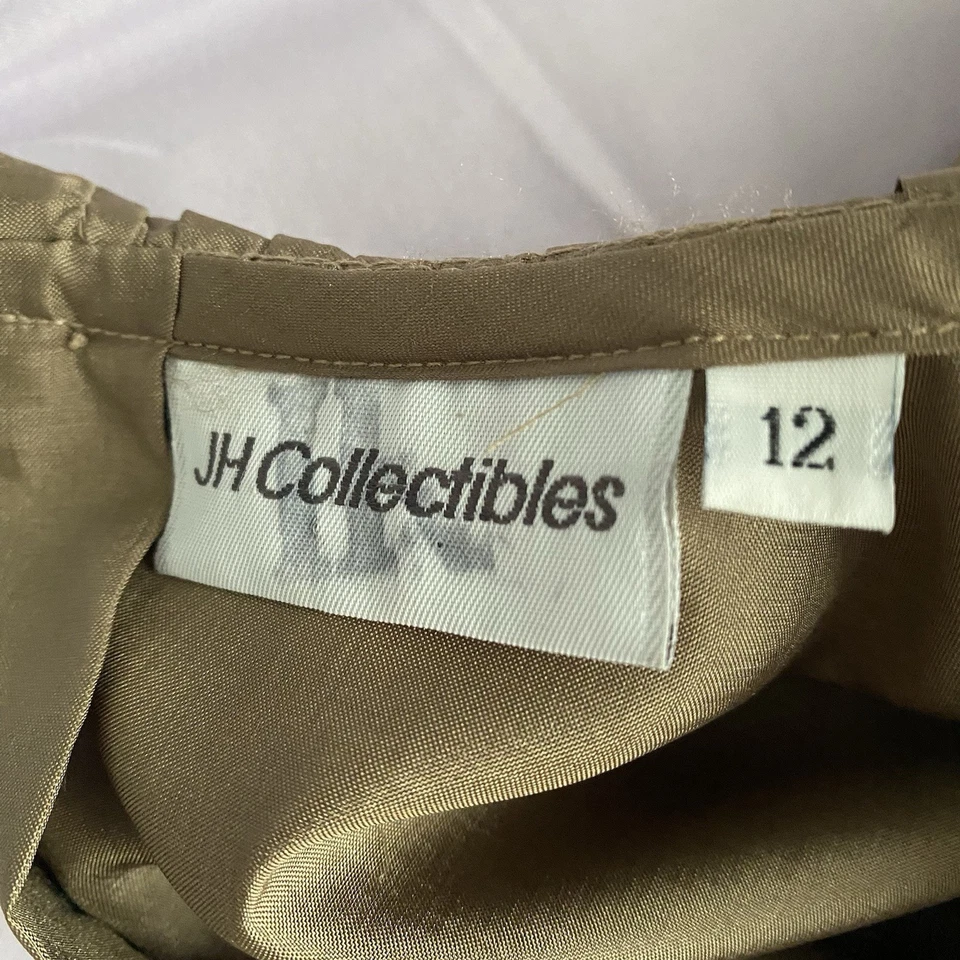 Blusa Top JH Collectibles Vintage Marrón Cuello Volantes Botón Trasero Talla 12 Nueva con Etiquetas Foto 4 de 4