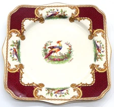Antique Myotts Royal Crown Chelsea Red Bird Scallop Plate Staffordshire England