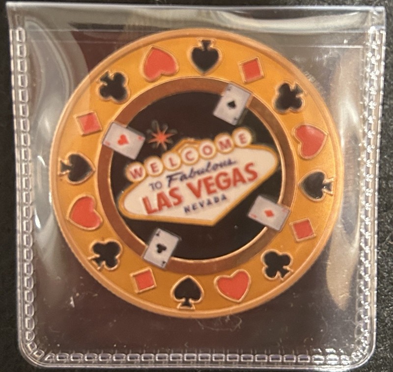  Welcome to Las Vegas Poker Chip 1 oz .999 Copper Casino Colorized Round