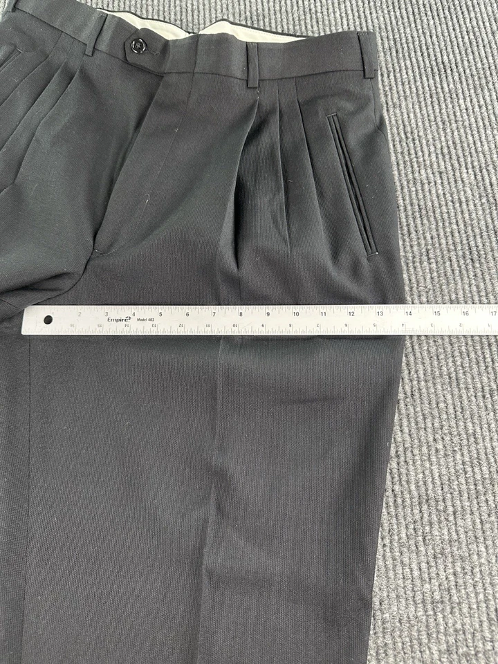 VTG YSL Yves Saint Laurent Dress Pants Mens 36x30 Black Wool Pleated Trousers - Image 4 of 4