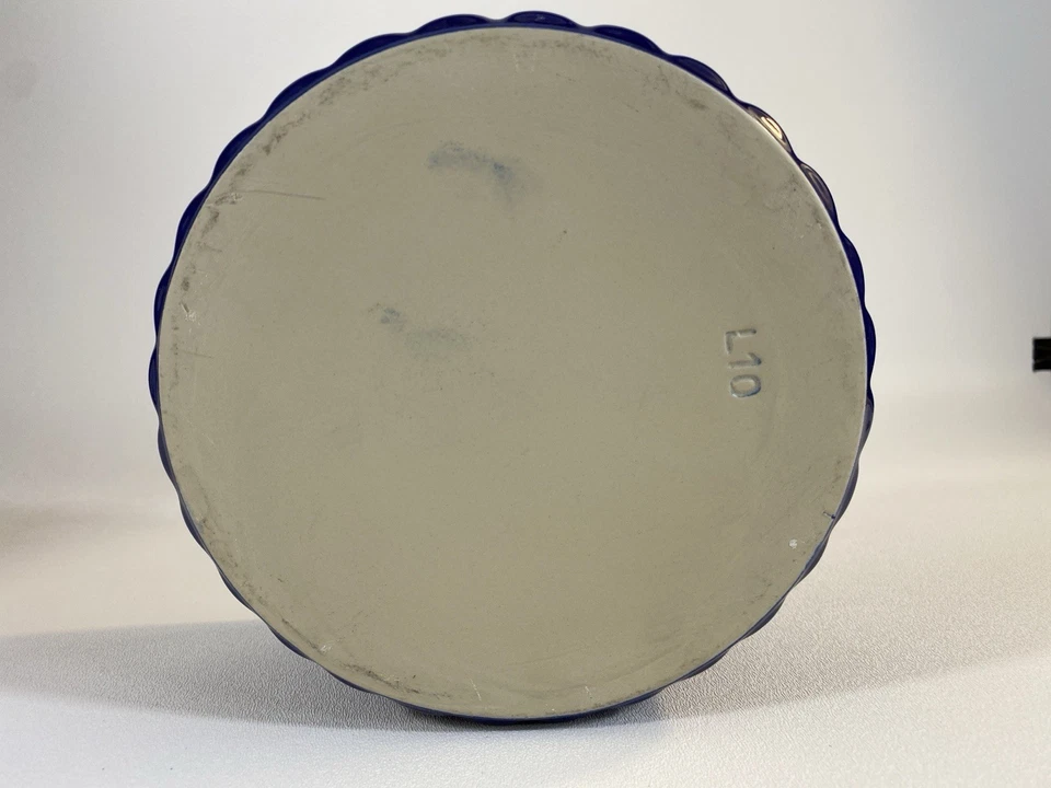 "Plato de soufflé estriado azul cobalto Emile Henry 8"" gres Francia Cottagecore L10" Foto 3 de 4