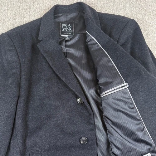 Jos A Bank Mens 42S Black Executive Wool Blend Overcoat video thumbnail