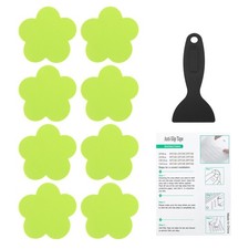 6 Pack Petal Bathtub Non Slip Stickers 3.4 x 3.4 Inch, Green