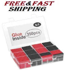 350 PCS 3:1 Heat Shrink Tubing Kit, Adhesive Lined, Marine Grade Shrink Wrap, In