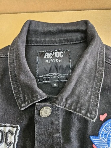 AC/DC x Reason 1981 World Tour Black Distressed Denim Graphic Jacket MEDIUM  image 6