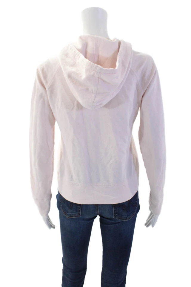 Sudadera con capucha y cremallera completa estándar James Perse para mujer rosa algodón cordón talla 1 Foto 3 de 4