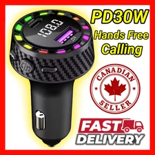 FM Transmitter Car MP3 Player Music Fast Charger USB Type-C Hands-Free Calling