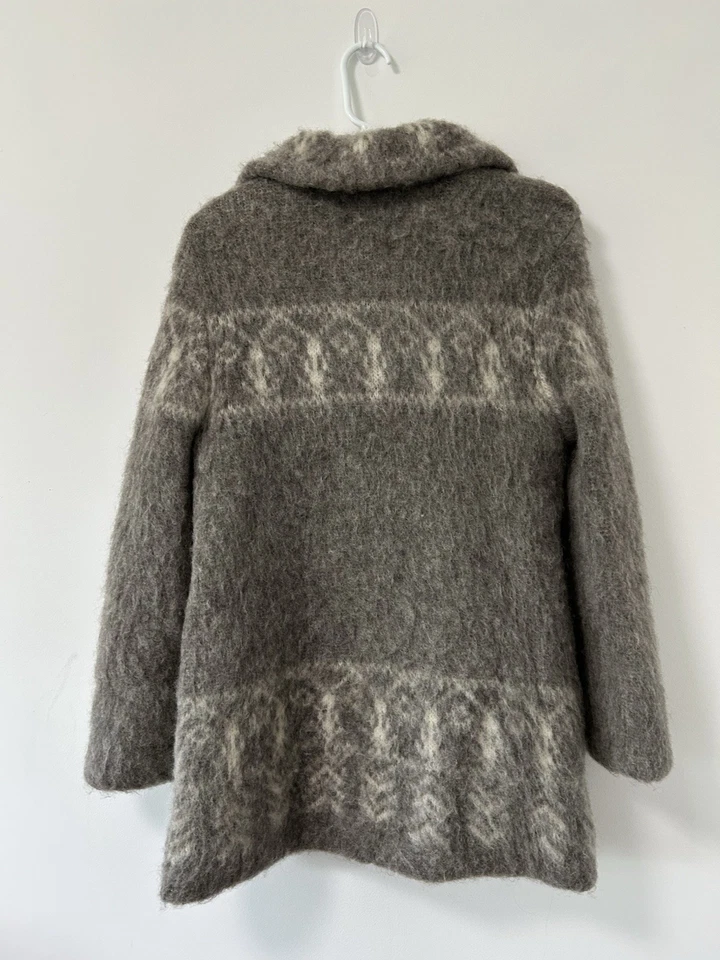 Chaqueta Polar Tejida Mujer Gris Medio Isla Justa Ártico Oveja Lana Islandesa De Colección Foto 3 de 4