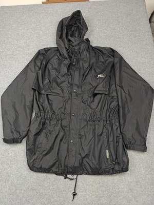 Helly Hansen Jacket Mens 2XL Black Hooded Packable Windbreaker Hiking Rain Shell